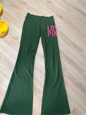 y2k Victoria's Secret PINK forest green flared leggings